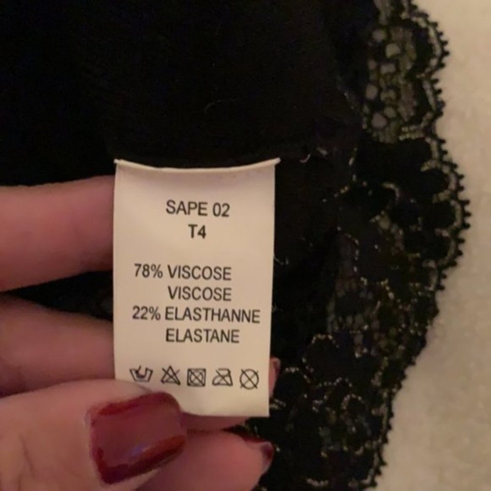 Black Sweater With Lace And Sequins Insert - Picture 6 of 6